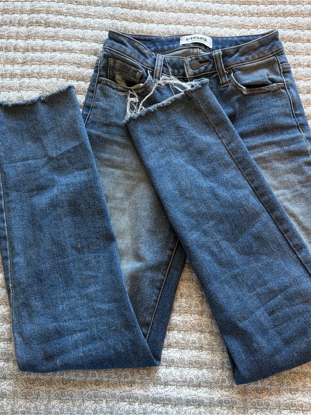 RSQ Dark Blue Distressed High-Rise Skinny Jeans